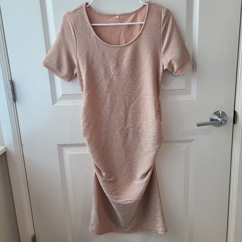 Champagne Sparkly Maternity Dress